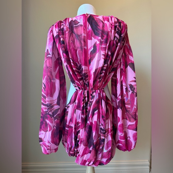 Bronx and Banco pink long sleeve floral mini dress - Picture 3 of 6